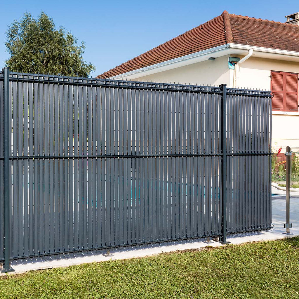 Lanière occultante à tresser pour panneau grillagé soudé + 100 clips - Gris