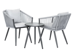 Salon détente en aluminium et corde tressée 3 pièces - AMORGOS - 2 pers.