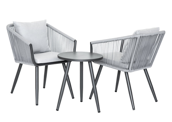 Salon détente en aluminium et corde tressée 3 pièces - AMORGOS - 2 pers.