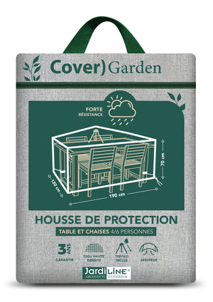 Housse TABLE RECTANGULAIRE + CHAISES 4/6 pers - 190 x 120 x 70 cm - Cover Garden