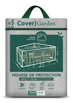 Housse TABLE RECTANGULAIRE + CHAISES 6/8 pers. - 240 x 130 x 70 cm - Cover Garden