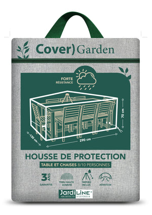 Housse TABLE RECTANGULAIRE + CHAISES 8/10 pers. - 260 x 100 x 50 cm - Cover Garden