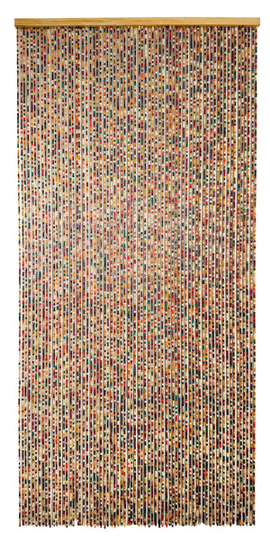 Rideau de porte en perles de bois multicolore - POP