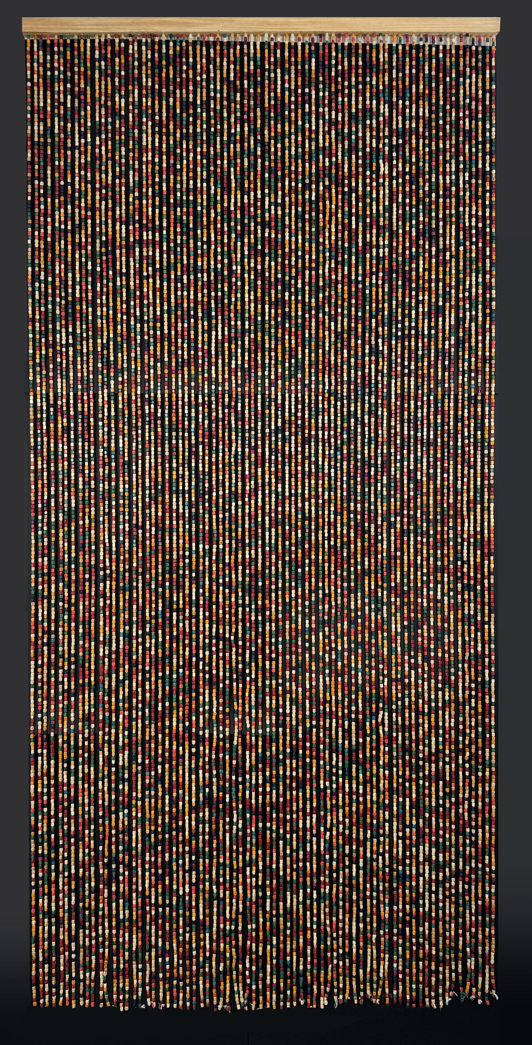 Rideau De Porte Perles De Bois 90x220 Cm - Style Rétro Vagues Marron Blanc, Anti-Insectes, Séparateur Pièce Feng Shui