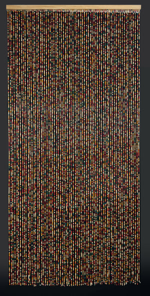 Rideau de porte en perles de bois multicolore - POP