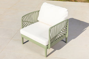 HENDERSON - Salon de Jardin en résine PP 50% recyclé avec coussin