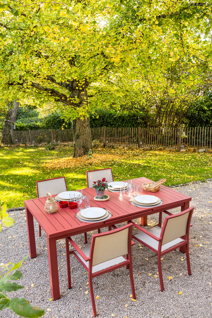 Ensemble repas Santorin 8 pers. - 1 table et 8 fauteuils