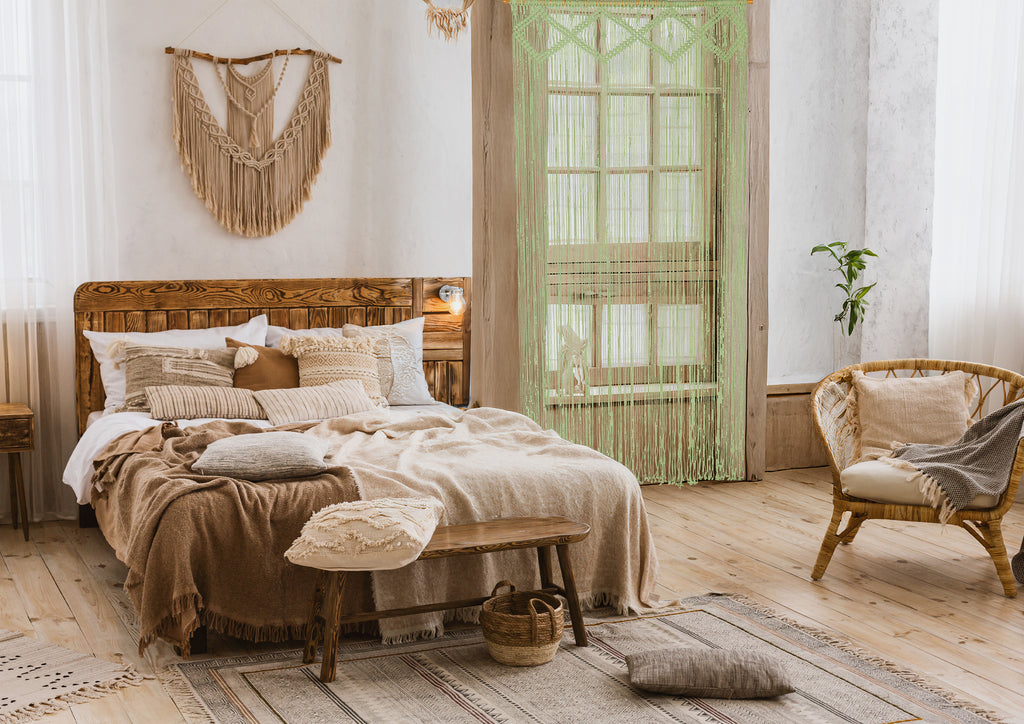 Rideau macramé - Gypsi 90x200 cm Vert Sauge