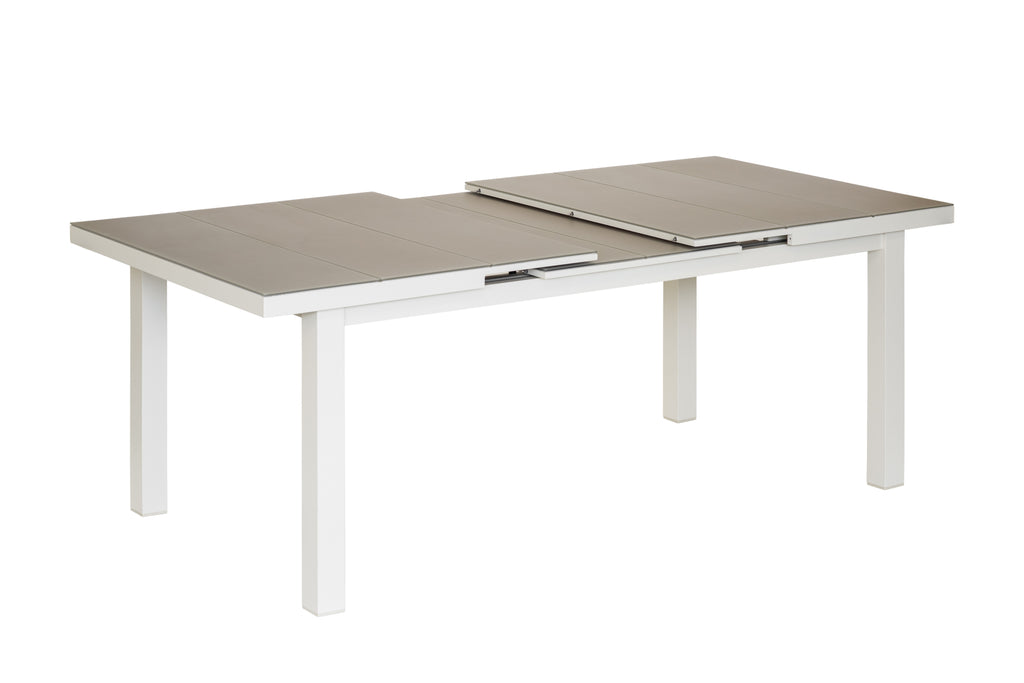 Table de jardin allongeable en aluminium Anthracite + Plateau verre Texturé Fumé - IBIZA
