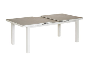 Table de jardin allongeable en aluminium Anthracite + Plateau verre Texturé Fumé - IBIZA