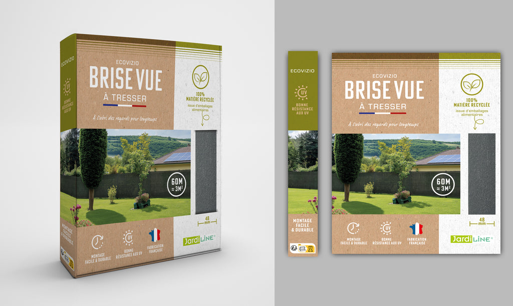 ECOVIZIO - Lanière occultante à tresser 48 mm - 100% RECYCLÉE pour panneau grillagé soudé + 100 clips