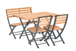 Ensemble repas pliant en teck et aluminium 4 pièces - PORTO RICO - 4 pers