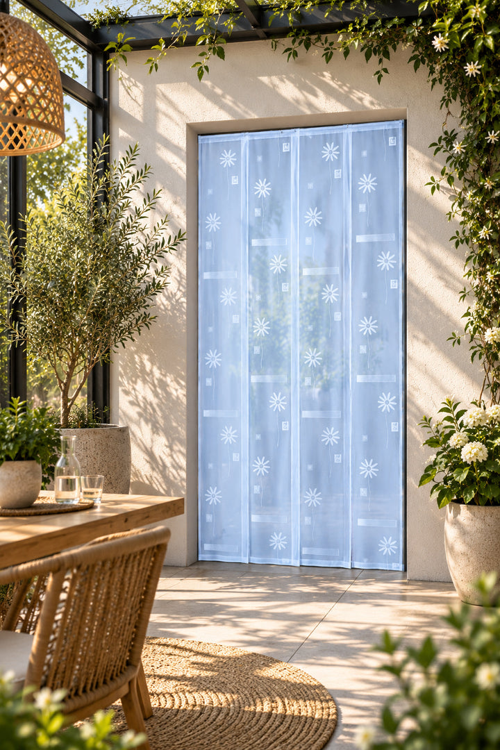 Rideau de porte moustiquaire - Bleu Lavande - Moustidéco