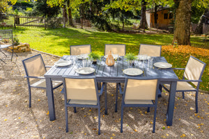 Ensemble repas Santorin 8 pers. - 1 table et 8 fauteuils