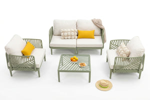 HENDERSON - Salon de Jardin en résine PP 50% recyclé avec coussin