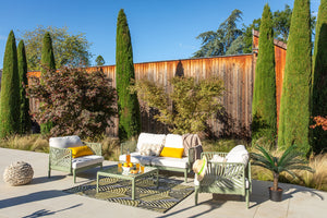 HENDERSON - Salon de Jardin en résine PP 50% recyclé avec coussin