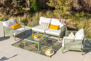 HENDERSON - Salon de Jardin en résine PP 50% recyclé avec coussin