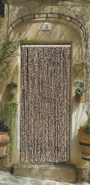 Rideau de porte torsades de polyester et feuillage artificiel - Samana