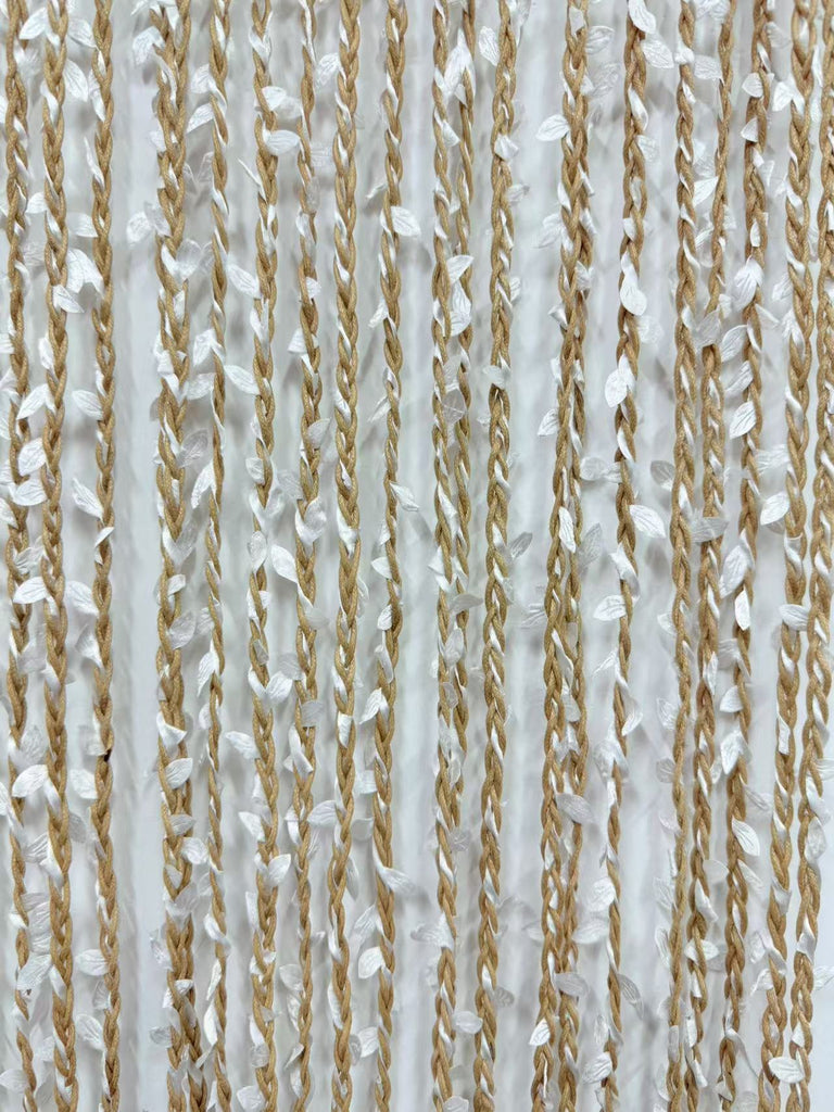 Rideau de porte torsades de polyester et feuillage artificiel - Samana