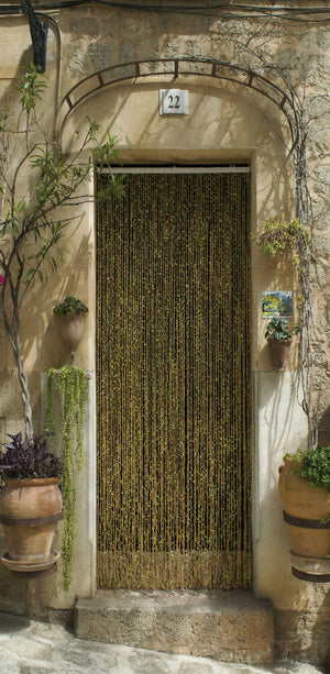Rideau de porte torsades de polyester et feuillage artificiel - Samana
