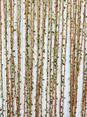 Rideau de porte torsades de polyester et feuillage artificiel - Samana