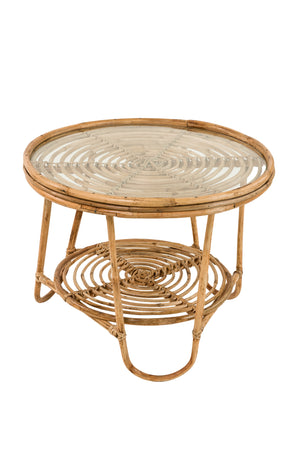 Table basse rotin et plateau de verre - RINCA
