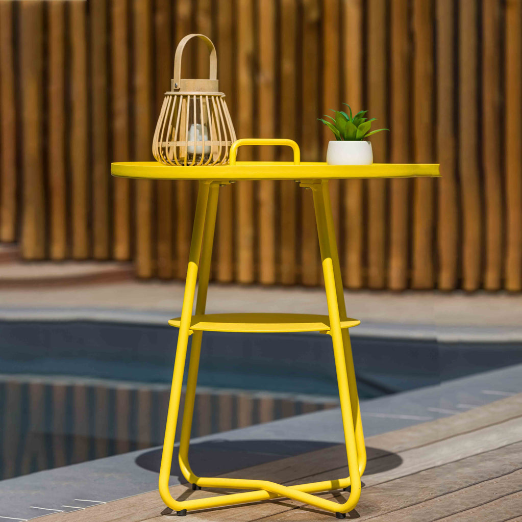 Table basse ronde jaune en aluminium - THASOS