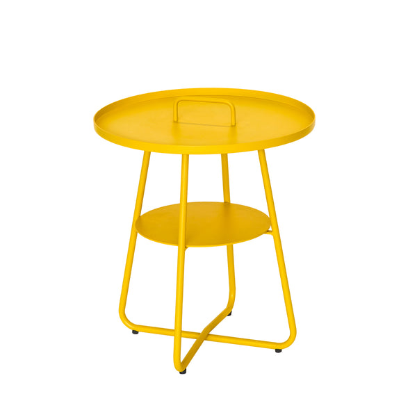 Table basse ronde jaune en aluminium - THASOS