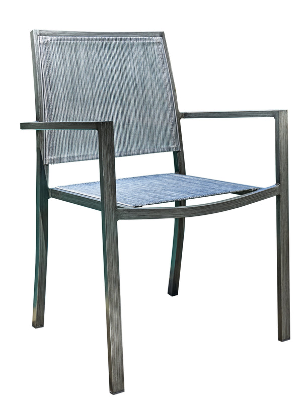 Ensemble repas Santorin aspect teck grisé - table et fauteuils
