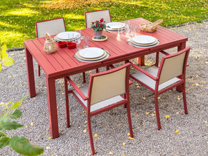 Ensemble repas Santorin terracotta 8 pers. - 1 table et 8 fauteuils