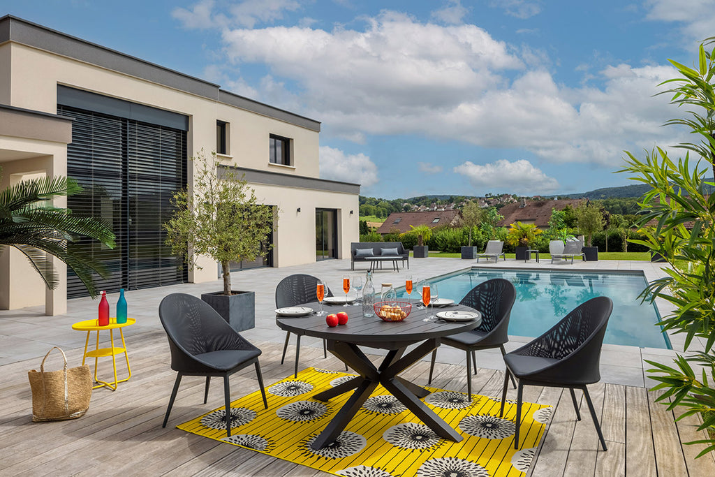 Ensemble repas PALMA Ronde et FUERTE VENTURA - table et fauteuils