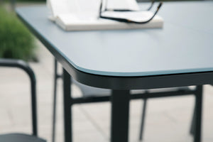 Ensemble repas Milos anthracite 10-12 personnes - table et fauteuils