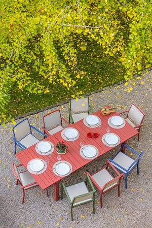 Ensemble repas Santorin terracotta 8 pers. - 1 table et 8 fauteuils