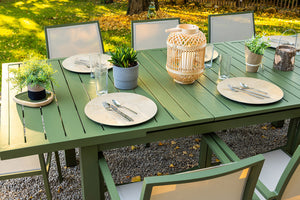 Ensemble repas Santorin kaki - table et fauteuils