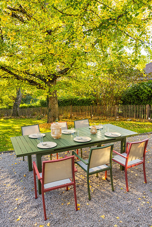 Ensemble repas Santorin kaki - table et fauteuils