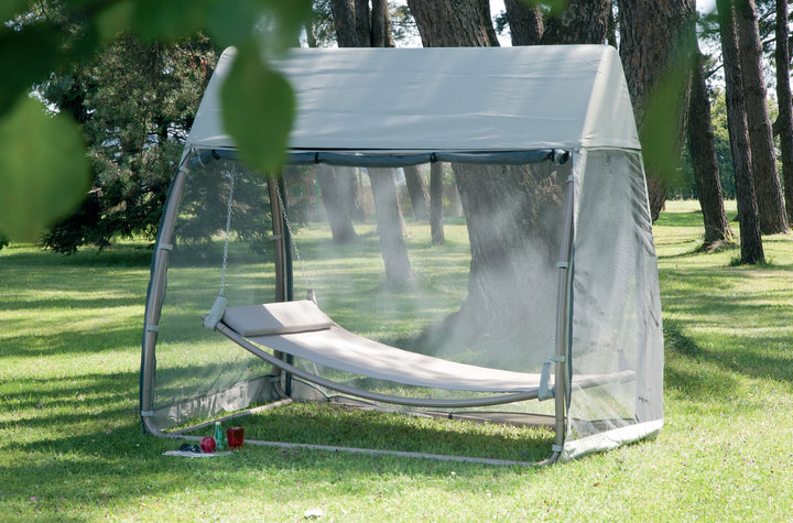 Hamac balancelle en toile Gris TONGA avec moustiquaires