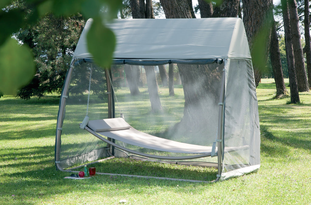 Hamac balancelle en toile Gris TONGA avec moustiquaires