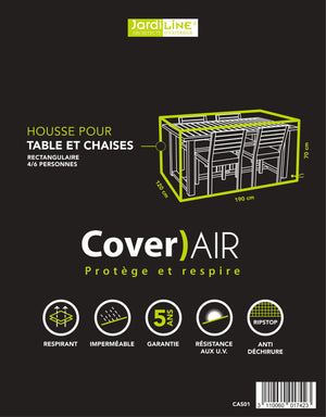 Etiquette Housse de protection pour table rectangulaire + chaises - 4/6 pers. - Cover)Air