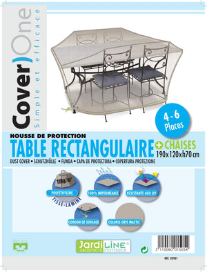 Etiquette Housse de protection pour table rectangulaire + chaises - 4/6 pers. - Cover)One