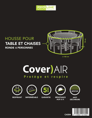 Etiquette Housse de protection pour table ronde + chaises - 6 pers. - Cover)Air