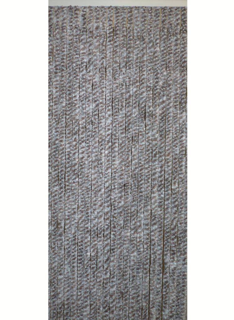 Rideau de porte chenille - Chiné Brun / Bleu / Blanc - Flash