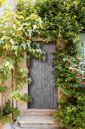 Ambiance Rideau de porte chenille - Chiné Brun / Bleu / Blanc - Flash