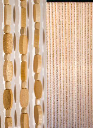 Rideau de porte en bambou et perles de bois - Sumatra