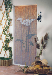 Ambiance Rideau de porte en bâtonnets de bambou peints à la main - Fleurs d'Arum
