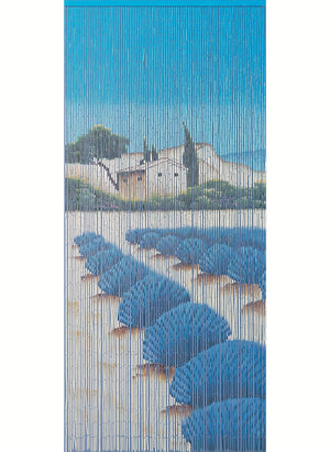 Rideau de porte en bâtonnets de bambou peints à la main - Lavandin