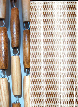 Rideau de porte en olives de bois bicolore - Castellane - BRUN/BOIS
