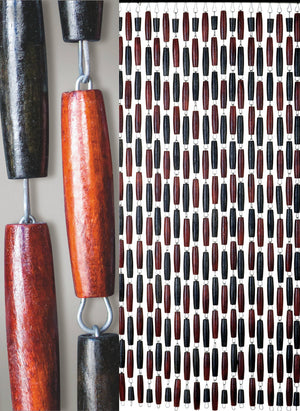 Rideau de porte en olives de bois bicolore - Castellane - NOIR/BRUN