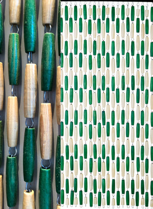 Rideau de porte en olives de bois bicolore - Castellane - VERT/BOIS