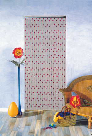 Ambiance Rideau de porte en perles de bois motifs fleurs et bâtonnets bambou - Fleur