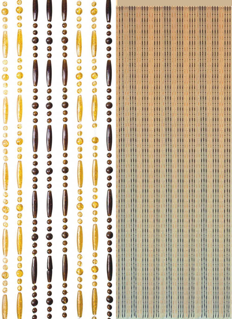 Rideau de porte en perles plastique - Ambre et Miel translucide - Olivia